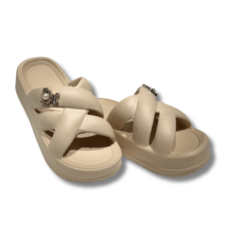 Chanclas EVA con Plataforma Osito Mujer beige