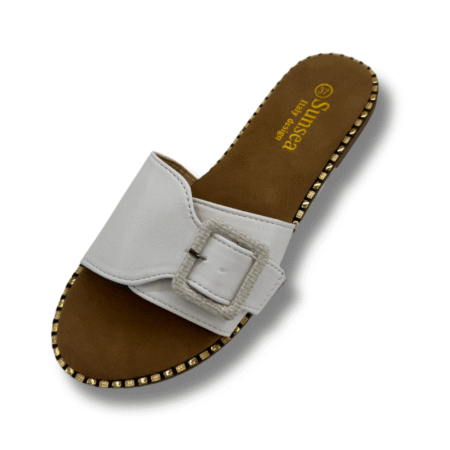 chanclas de pala con hebilla color blanco