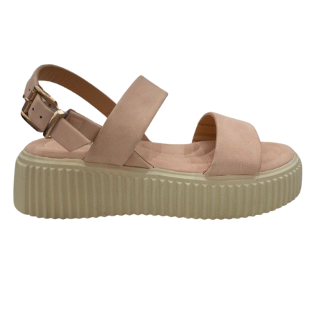 Sandalias Básicas de Hebilla con suela acorchada rosa