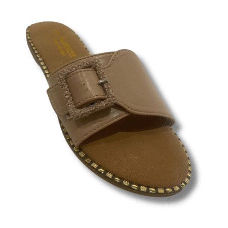 chanclas de pala con hebilla color camel