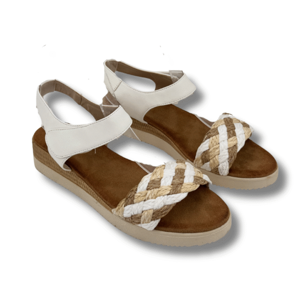 Sandalias de cuña con yute para mujer BLANCO