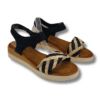 Sandalias de cuña con yute para mujer NEGRO