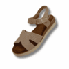 sandalias de cuña cinta frontal mujer camel