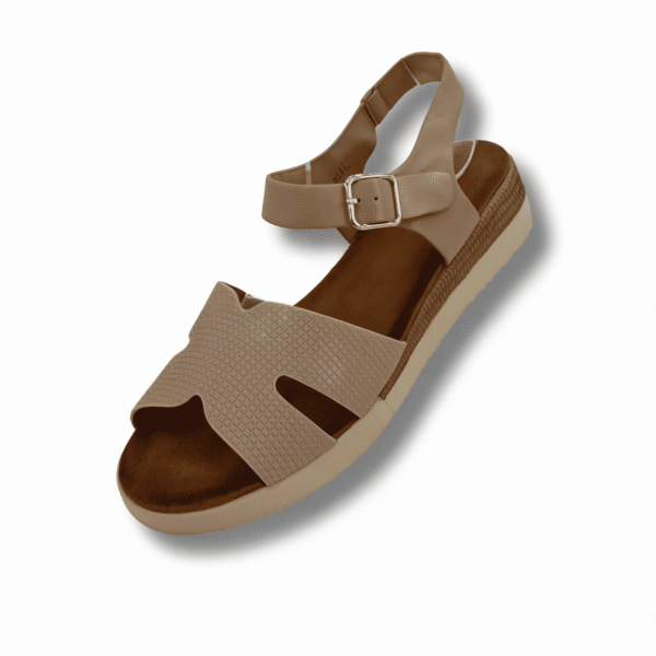 sandalias de cuña cinta frontal mujer camel