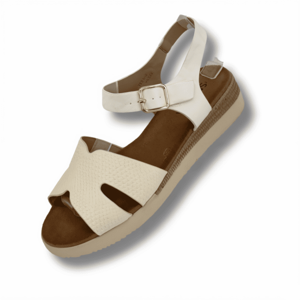 sandalias de cuña cinta frontal mujer beige