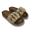 sandalias elegantes mujer con cadena de aros dorada BEIGE