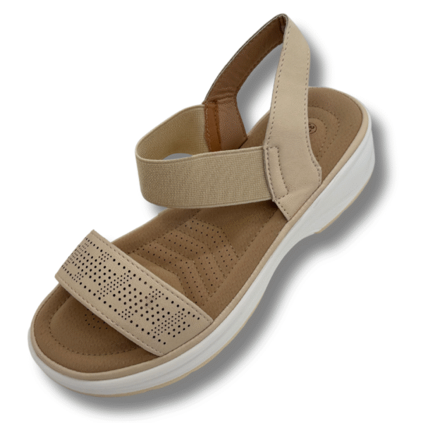 sandalias banda elástica beige