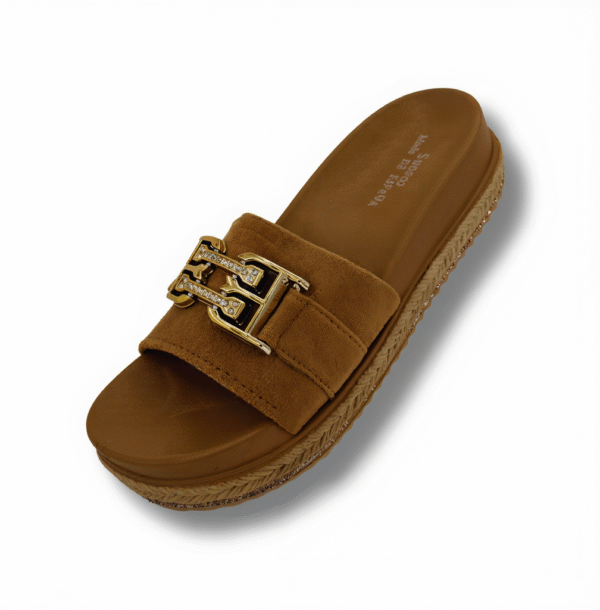 sandalias planas con diseño bb color camel
