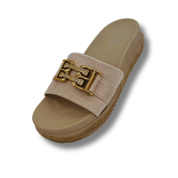 sandalias planas con diseño bb color beige