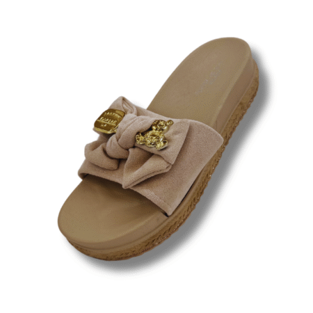 sandalias de mujer antideslizantes con llavero de oso beige