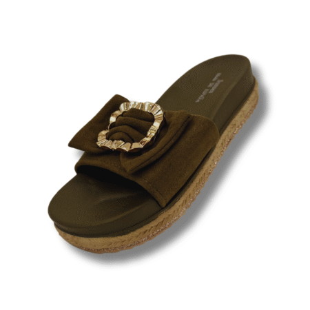 Sandalias con Círculo Dorado verde