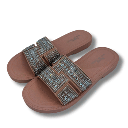 sandalias planas cristalina rosa