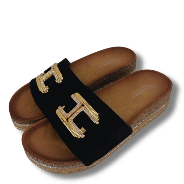sandalias con cadena de mujer negro