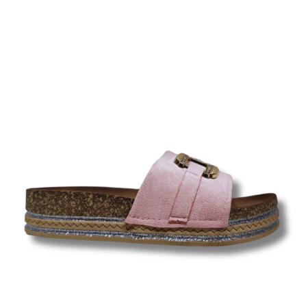 sandalias con cadena de mujer rosa