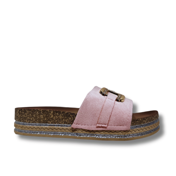 sandalias con cadena de mujer rosa
