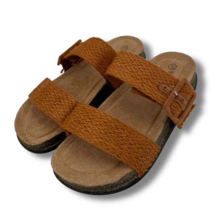 sandalias de dos palas color camel