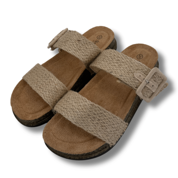 sandalias de dos palas color beige