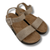 sandalia de yute con hebilla beige vista lateral