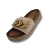 Sandalias de mujer con cadena de aro dorado beige