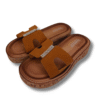 sandalias planas clásicas con diamantes mujer camel