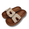 sandalias planas clásicas con diamantes mujer beige