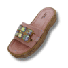 sandalias planas con diamantes para mujer color rosa