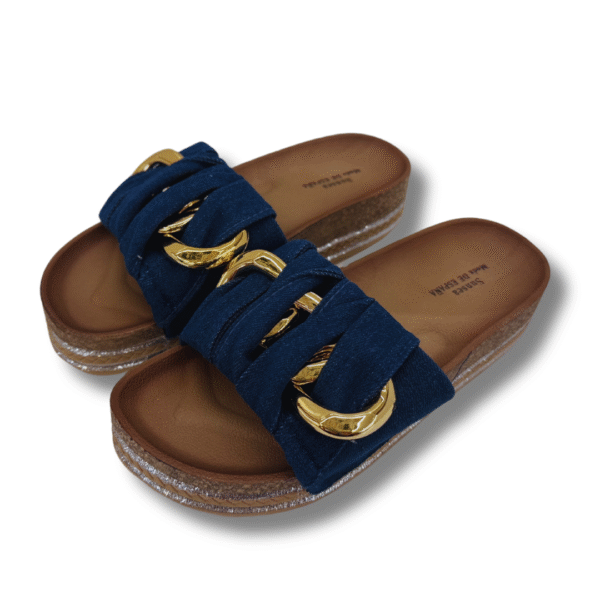 sandalias planas vaqueras mujer azul