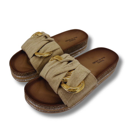 sandalias planas vaqueras mujer beige