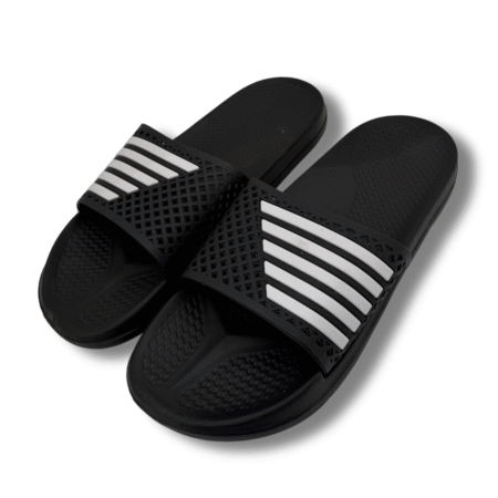 chanclas con rayas de hombre negro