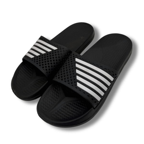 chanclas con rayas de hombre negro