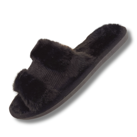 zapatillas de casa de pelito abierto negro