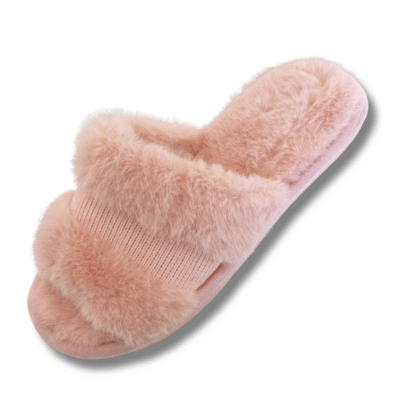 zapatillas de casa de pelito abierto rosa