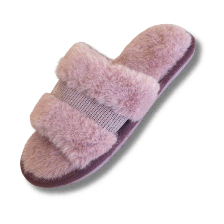 zapatillas de casa de pelito abierto lila