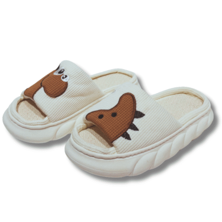 zapatillas de casa dinosaurio beige