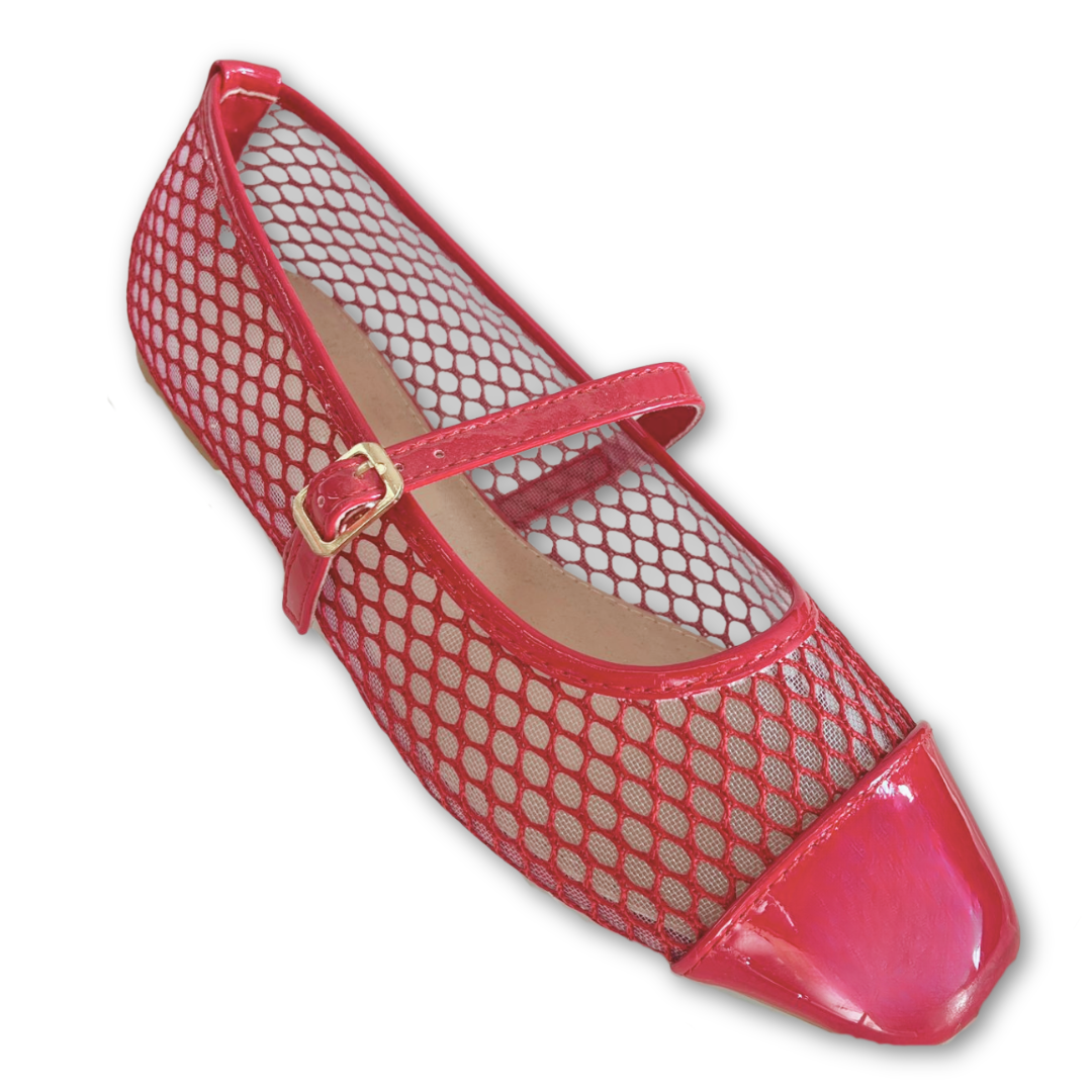 merceditas de malla transpirable color rojo