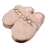 zuecos de casa mujer pelito aros dorados color rosa