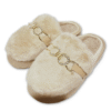 zuecos de casa mujer pelito aros dorados color beige