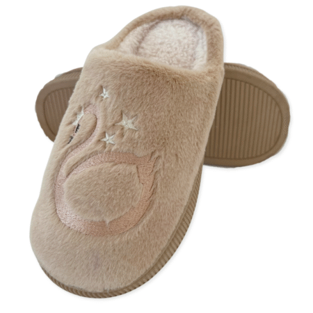 zapatillas de casa cisne elegantes pelito antideslizante color marron