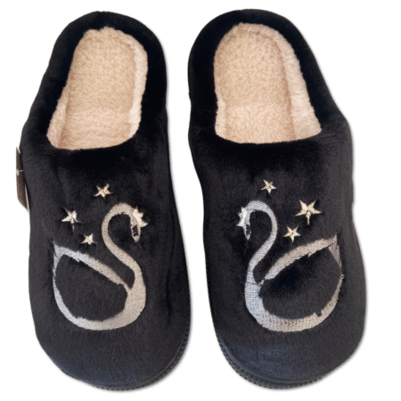 zapatillas de casa cisne elegantes pelito antideslizante negro