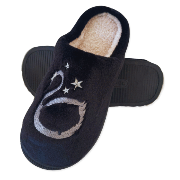 zapatillas de casa cisne elegantes pelito antideslizante color negro