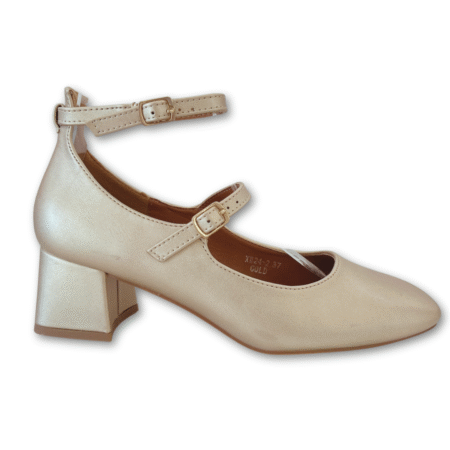 TACON BAJO DOBLE HEBILLA COLOR ORO