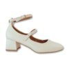 merceditas doble hebilla tacon bajo cuadrado color beige