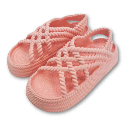 Sandalia tipo pala trenzada color rosa de material EVA ligero