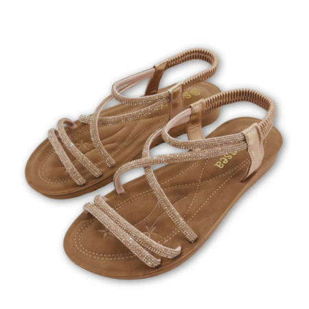 sandalias tiras brillantes rosa