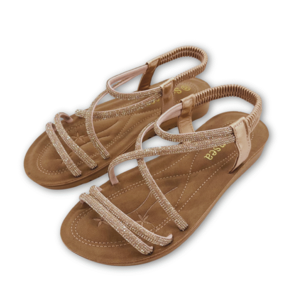 sandalias tiras brillantes rosa