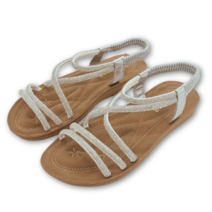 sandalias tiras brillantes plateadas