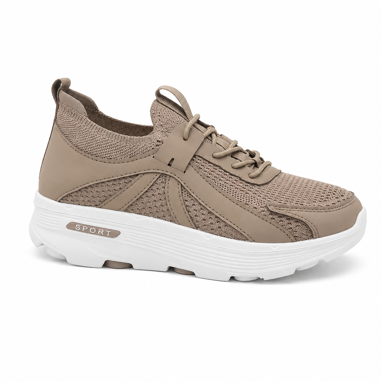 Zapatillas deportivas de mujer beige ligeras y transpirables