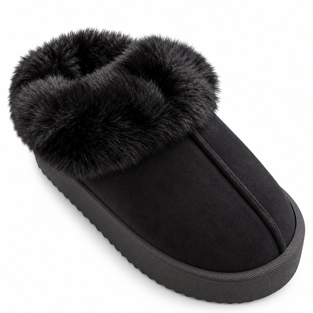 Zapatillas de casa mujer con pelo negro JFS001 vista superior